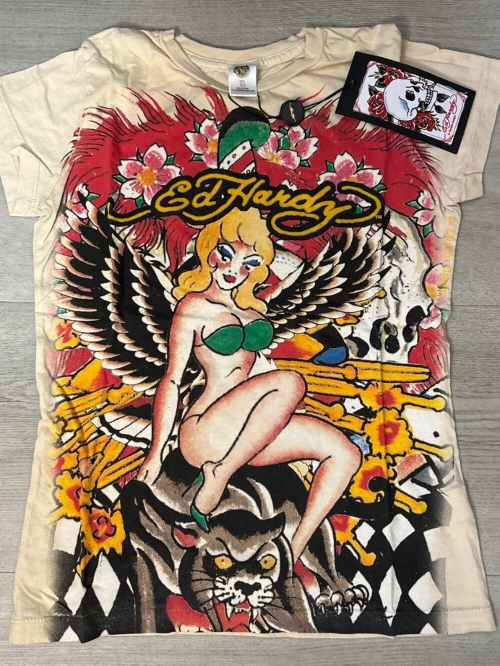 Vintage Y2K Deadstock All Over Print 2000s Ed Hardy Women's size XS